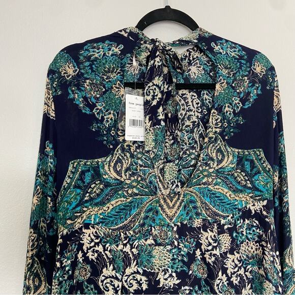 Free People Navy Blue & Green Long
Sleeve Lady Luck Tunic Size XS NWT - Picture 7 of 11